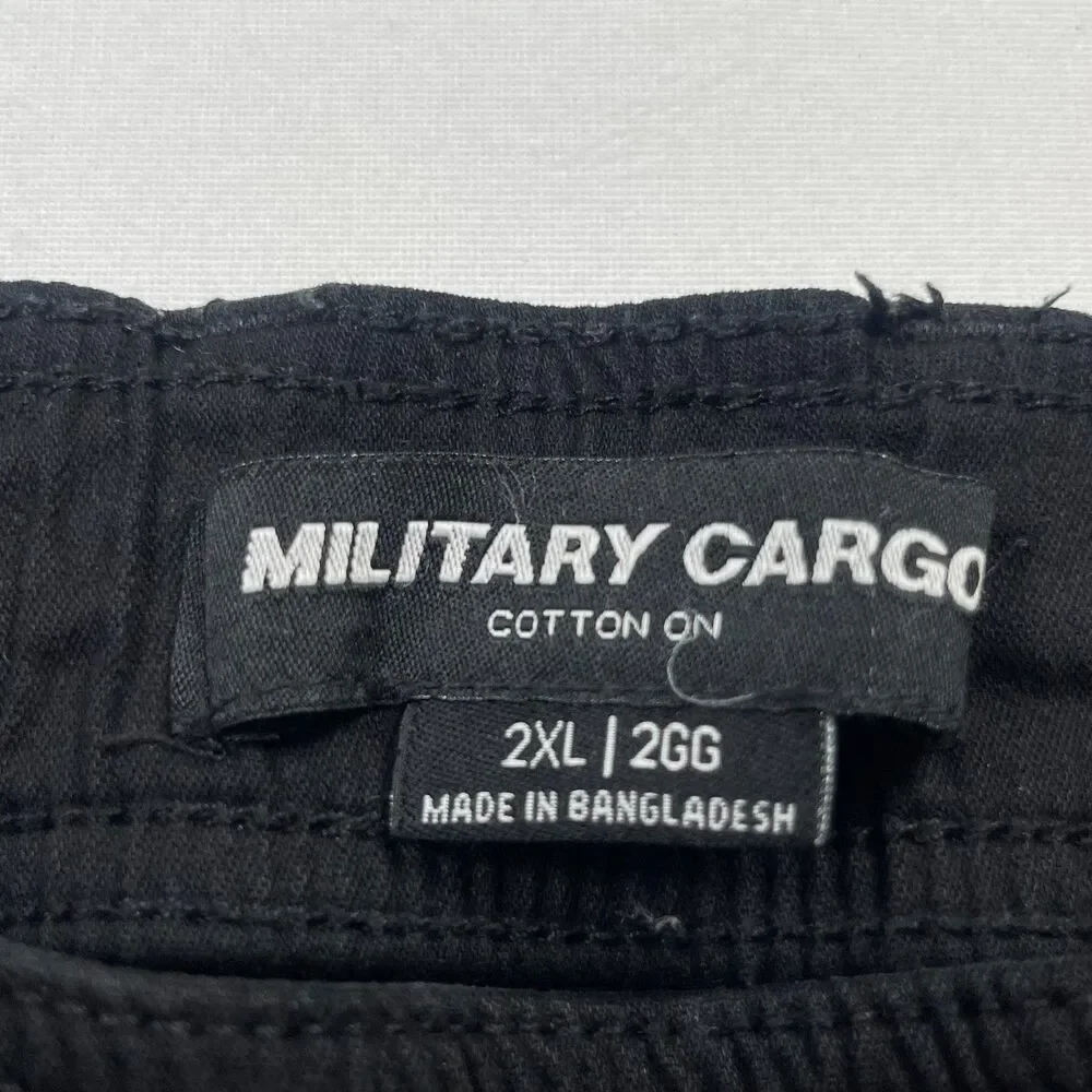 Military Cargo Pants Men's 2XL Black Big and Tall High Rise Drawstring‎